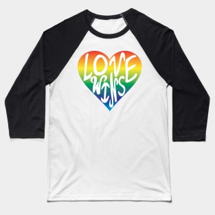 Love Wins Heart Rainbow Pride Hand Drawn Valentine’s Day Baseball T-Shirt